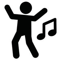 Dancing Stick Figure With Musical Notes Symbolizing Joy And Celebration Icon vector
