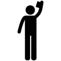 Silhouette Of A Person With Raised Hand Holding A Rectangle Shape vector