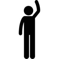 Minimalist Stick Figure With Raised Hand Symbolizing Greeting Or Attention vector