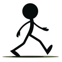 Black Stick Figure Walking On White Background Illustration Concept vector
