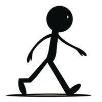 Stick Figure Illustration Walking Forward Simple Black And White Design Concept vector