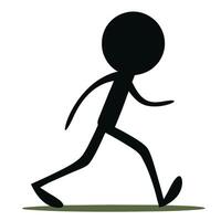 Simple Black Stick Figure Walking Or Running Isolated On White Background vector