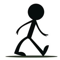 Simple Stick Figure Walking Silhouette Isolated On White Background Illustration vector
