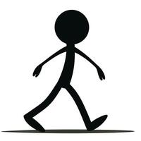 Walking Stick Figure Illustration Simple Design On White Background Isolated Image vector