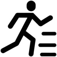 Simple Person Running Up Stairs Black And White Graphic Icon vector
