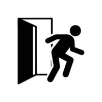 Emergency Exit Symbol Signage Showing Person Running Out Of Doorway vector