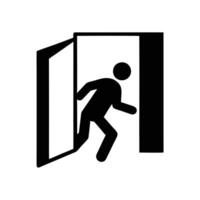 Emergency Exit Symbol Illustration Of A Figure Running Through Open Doorway vector