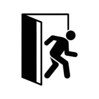 Man Running Through Open Doorway Silhouette Emergency Exit Safety Symbol vector