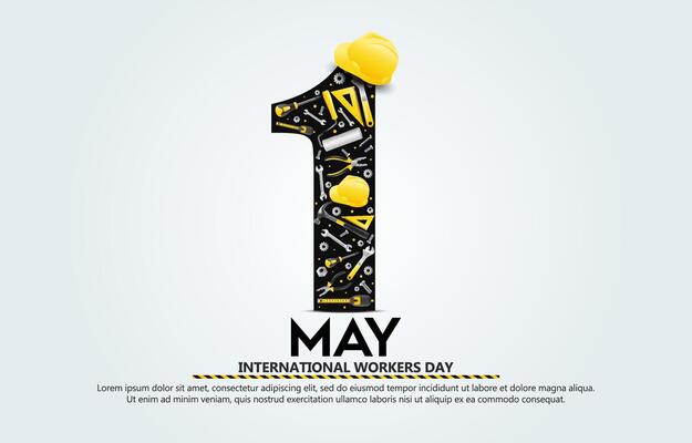 Happy Labor Day banner with construction tools