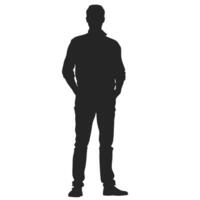 Silhouette Of A Man In Casual Attire With Hands In Pockets vector