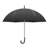 Simple Single Black Umbrella With Crook Handle On White Isolated Background vector