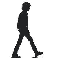 Silhouette Of A Stylish Man Walking Isolated On White Background Illustration vector