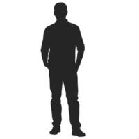 Full Length Silhouette Of A Man Standing With Hands In Pockets vector