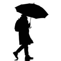 Woman Walking With Umbrella In Rain Silhouette Style Image For Stock Platforms vector