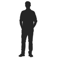 Silhouette Of Man Standing Relaxed With Hands In Pockets Illustration vector