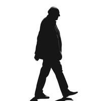 Walking Man Silhouette In Suit Business Person In Motion Isolated On White vector