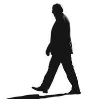 Silhouette Of Confident Businessman Walking With Purpose On Isolated White Background vector