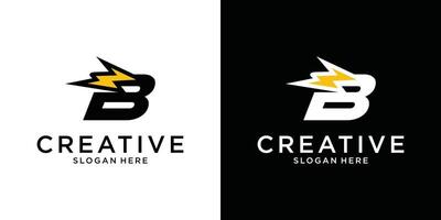Initial B letter with lightning bolt logo design concept vector