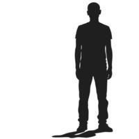Man Silhouette Standing Still Against White Background Illustration Stock Image vector