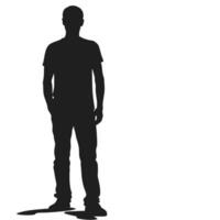 Man Silhouette Illustration Standing With Hand In Pocket On White Background vector
