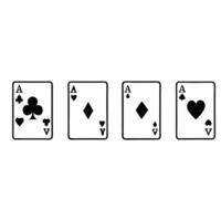 Four Aces Playing Cards Black And White Outlines Game Design Element vector