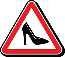 High Heel Shoe Warning Sign On A Red Triangle Illustrative Graphics vector