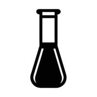 Black Outline Of Erlenmeyer Flask Laboratory Equipment On White Background vector