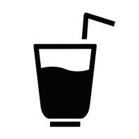 Black Simple Drink Icon With Straw Illustration On White Background vector