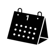 Black And White Desk Calendar Icon With First Day Of The Month Design vector