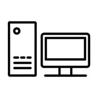 Desktop Computer Minimalist Line Art Style Icon Isolated On White Background vector