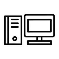 Vintage Computer System Outline Classic Technology Icon Illustration vector