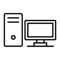 Desktop Computer Outline Style Icon Office Workspace Technology Illustration vector