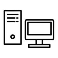 Computer Desktop Outline Icon Isolated On White Background Minimalist Design vector
