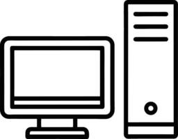 Desktop Computer Icon Illustration Simple Design Line Art Style vector