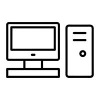 Desktop Computer Outline Icon Isolated On White Minimalist Design Style vector