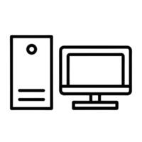 Desktop Computer System Outline Icon Personal Technology Hardware Symbol Design vector