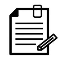 Sheet Of Paper And Pencil With Paperclip Line Icon vector