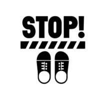 Stop At The Line With Footprints Social Distancing Sign Guidance vector