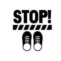 Social Distancing Floor Marking With Stop Sign And Shoe Icons Illustration vector