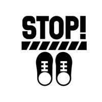 Floor Marking Stop Signage With Shoes Illustrating Safety Instructions And Guidance vector