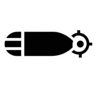 Black Silhouette Of A Bomb With A Target Symbol Against White Background vector