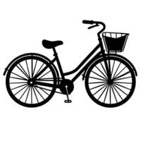 Bicycle Silhouette With Basket Retro Style Illustration Design Element vector