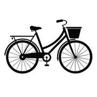 Black Bicycle Illustration Graphic With Front Basket And Rear Rack vector