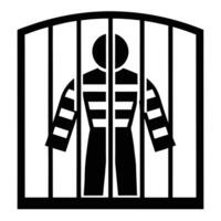 Prisoner Behind Bars Monochrome Illustration In Jail Uniform For Justice Concepts vector