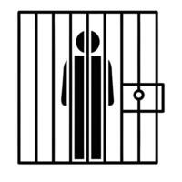 Icon Of A Man Imprisoned Behind Bars Conveys Justice And Confinement Symbolism vector