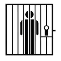 Person Behind Bars Minimalist Icon Illustration Symbolizing Imprisonment And Confinement vector