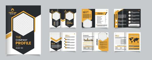 Company Profile Design Showcasing Modern Layout and Informative Graphics for the Year 2040-50Business brochure design, vector