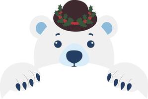 A polar bear wearing a hat and holding a banner vector