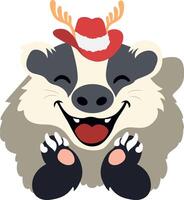 A cartoon badger wearing a red hat vector