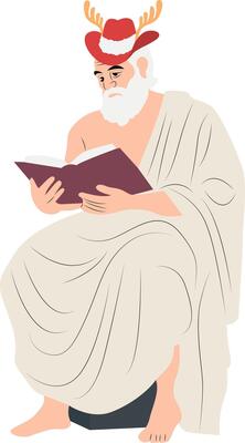 Christmas Elderly Santa Reading Ancient Book